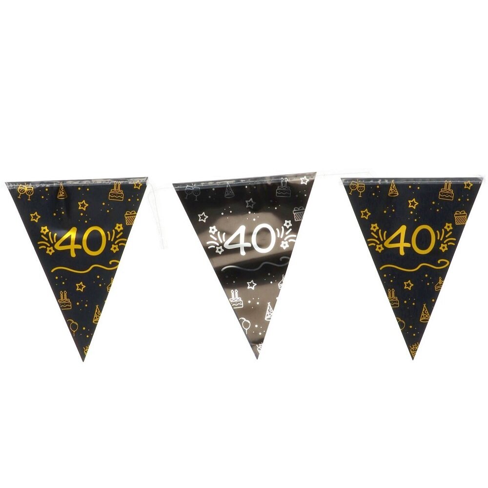 Wimpelkette Schwarz & Gold 40. Geburtstag