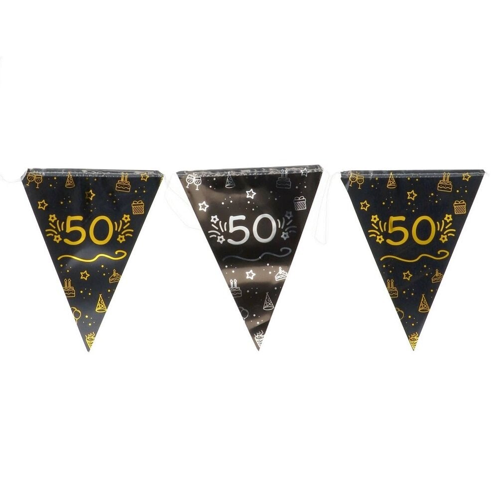 Wimpelkette Schwarz & Gold 50. Geburtstag