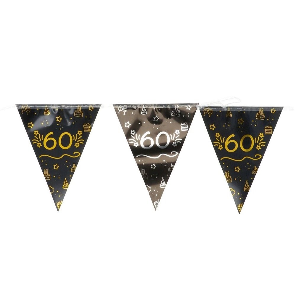 Wimpelkette Schwarz & Gold 60. Geburtstag