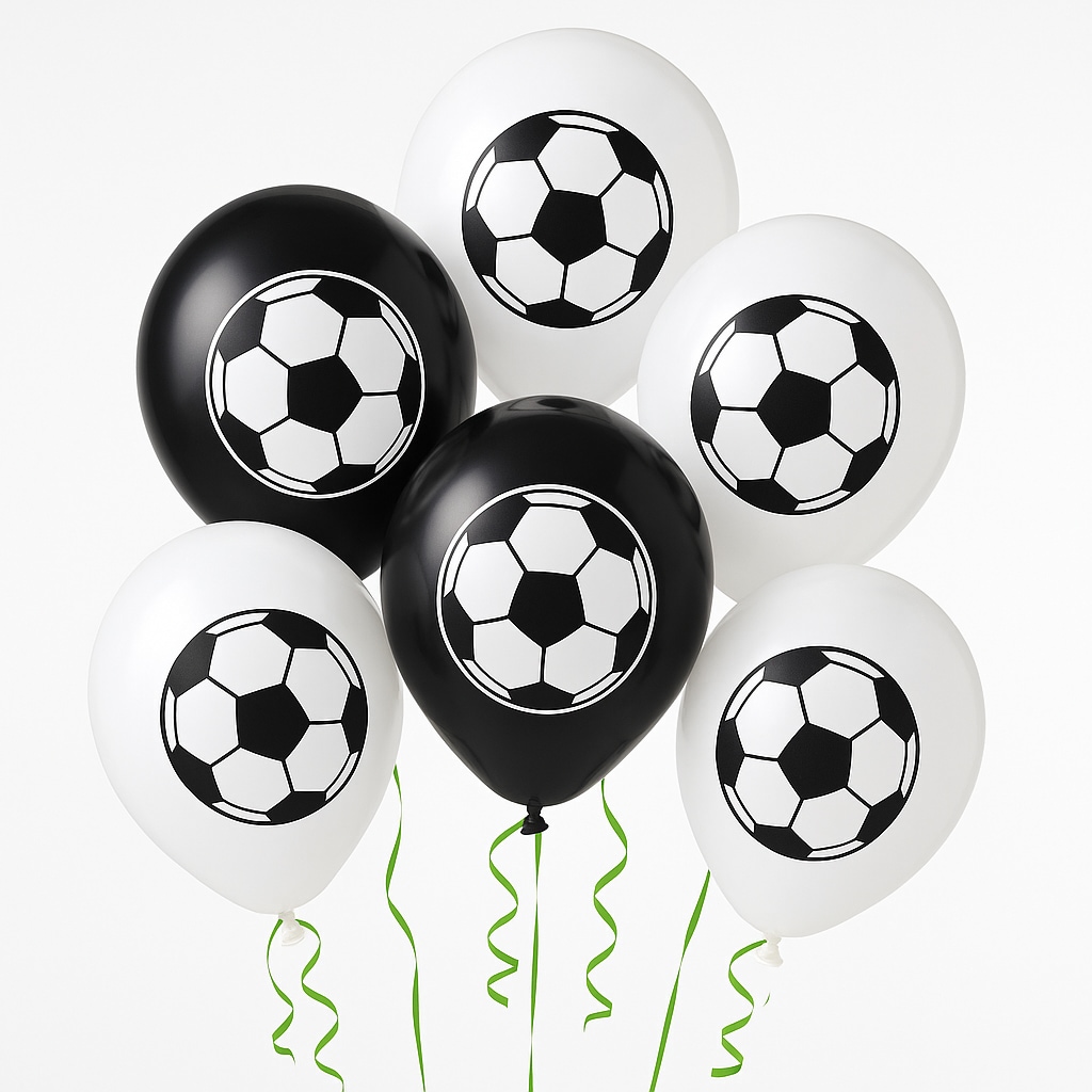 Fußball - Luftballons schwarz und weiß 8er-Pack