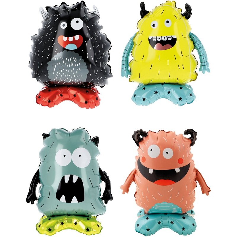 Folienballons Freistehende Monster 40 cm 4er-Pack