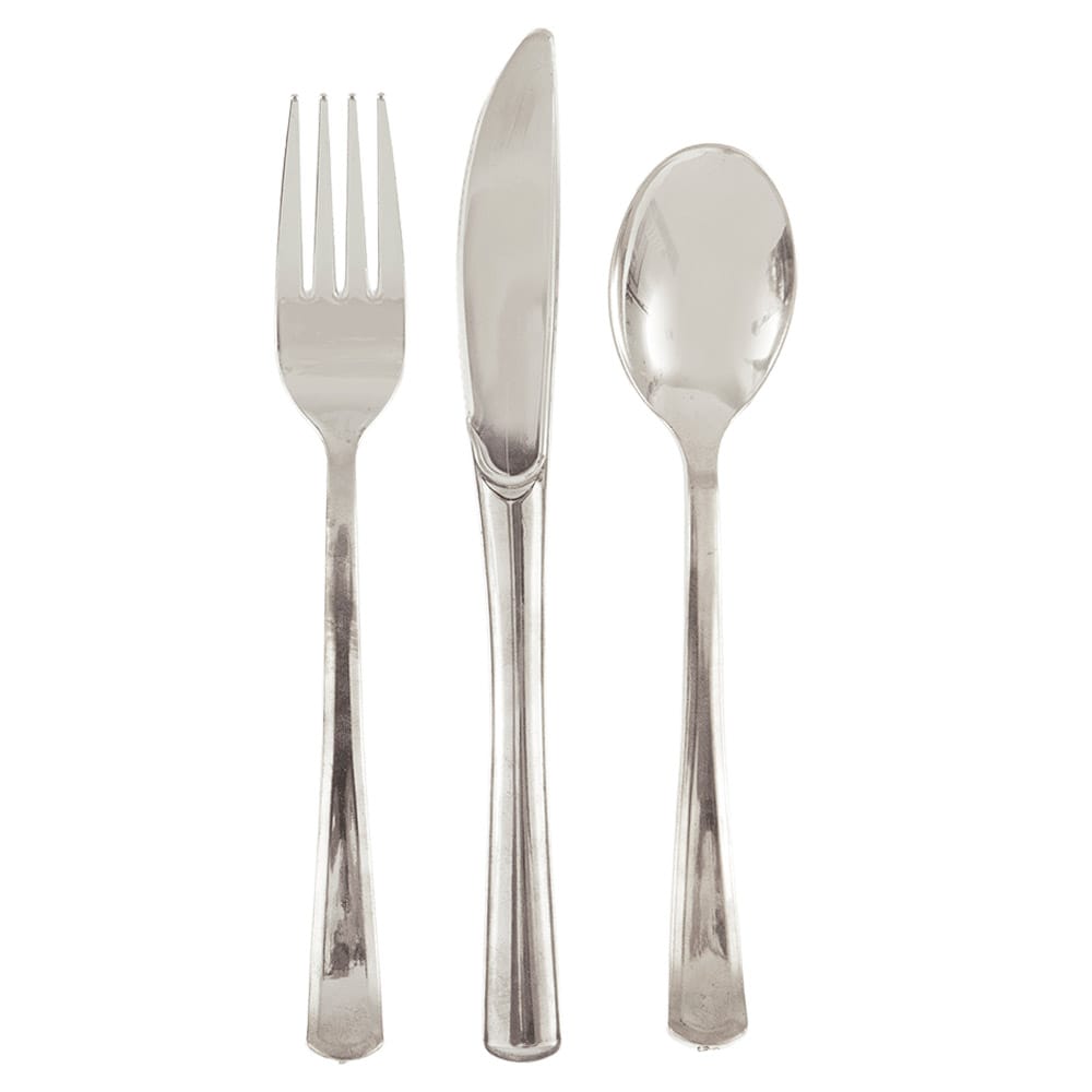 Plastikbesteck in Silber-Metallic 18er-Pack