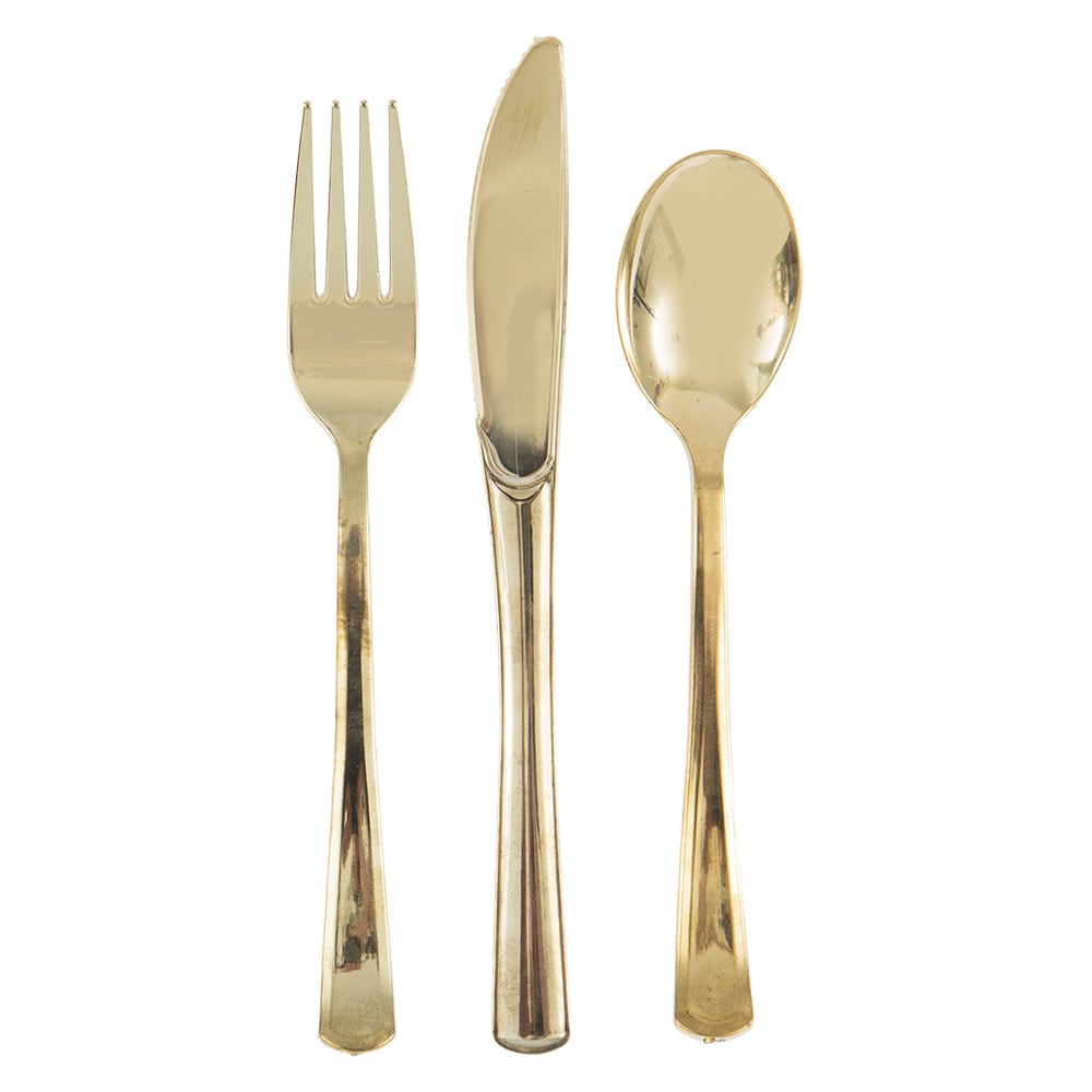 Plastikbesteck in Gold-Metallic 18er-Pack
