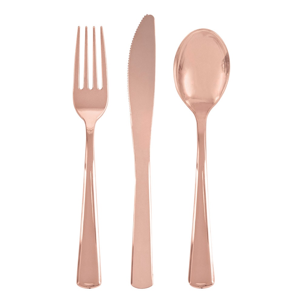 Plastikbesteck in Roségold-Metallic 18er-Pack