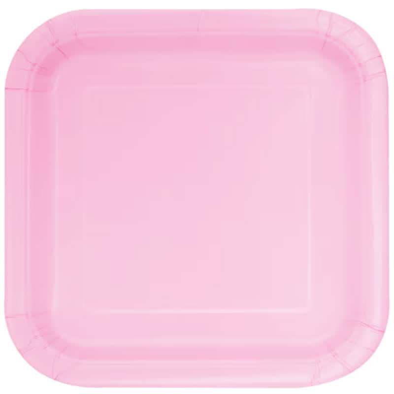 Pappteller Quadratisch 22 cm Hellrosa 14er-Pack