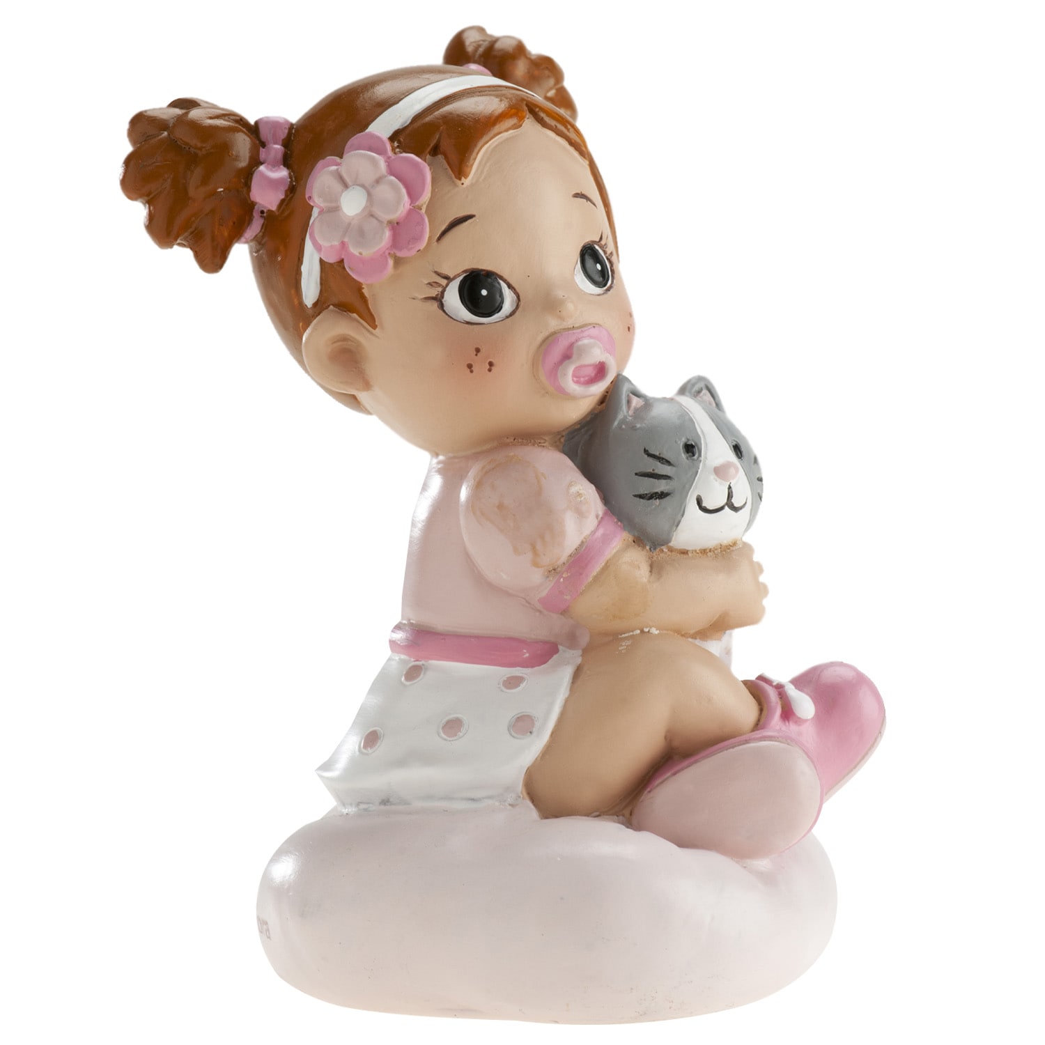 Tortenfigur - Baby in Rosa mit Kätzchen 9 cm