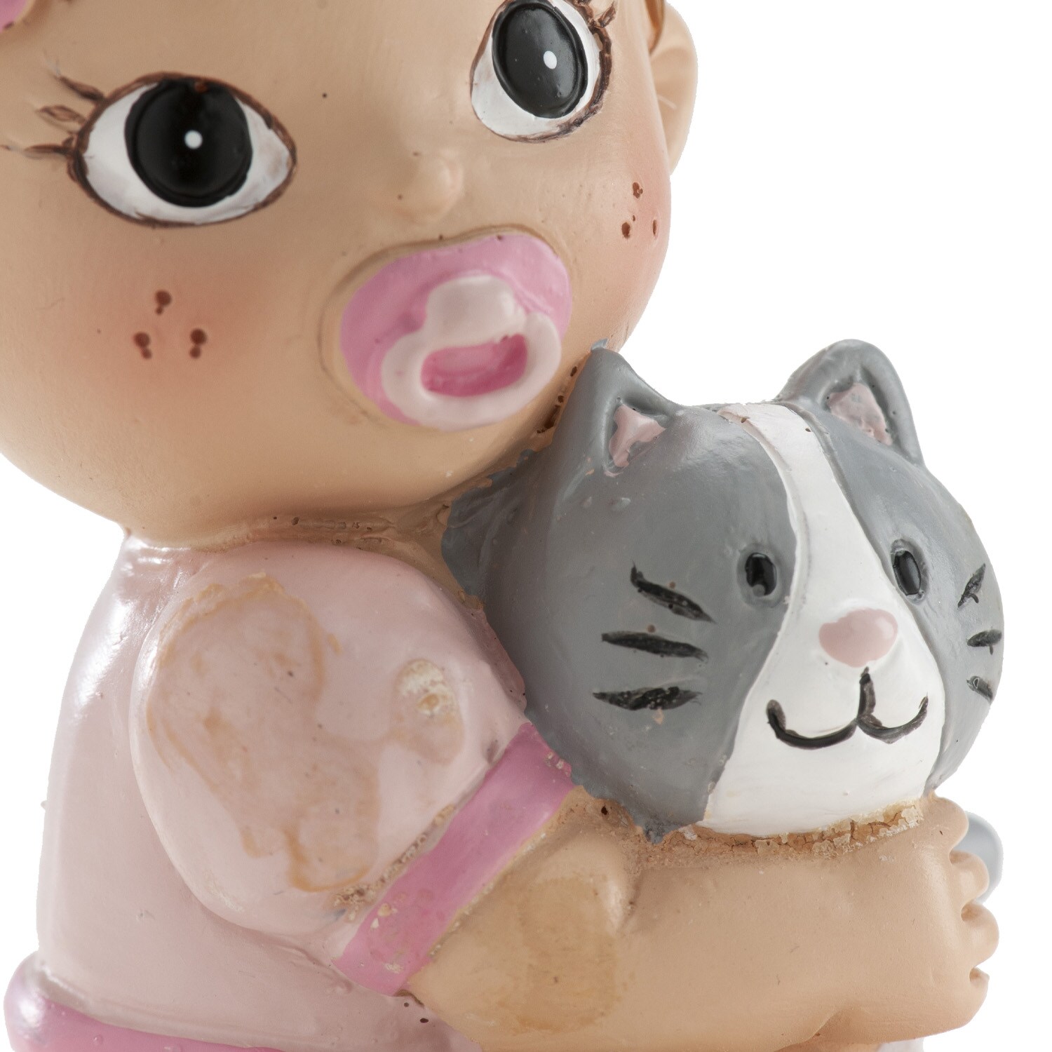 Tortenfigur - Baby in Rosa mit Kätzchen 9 cm