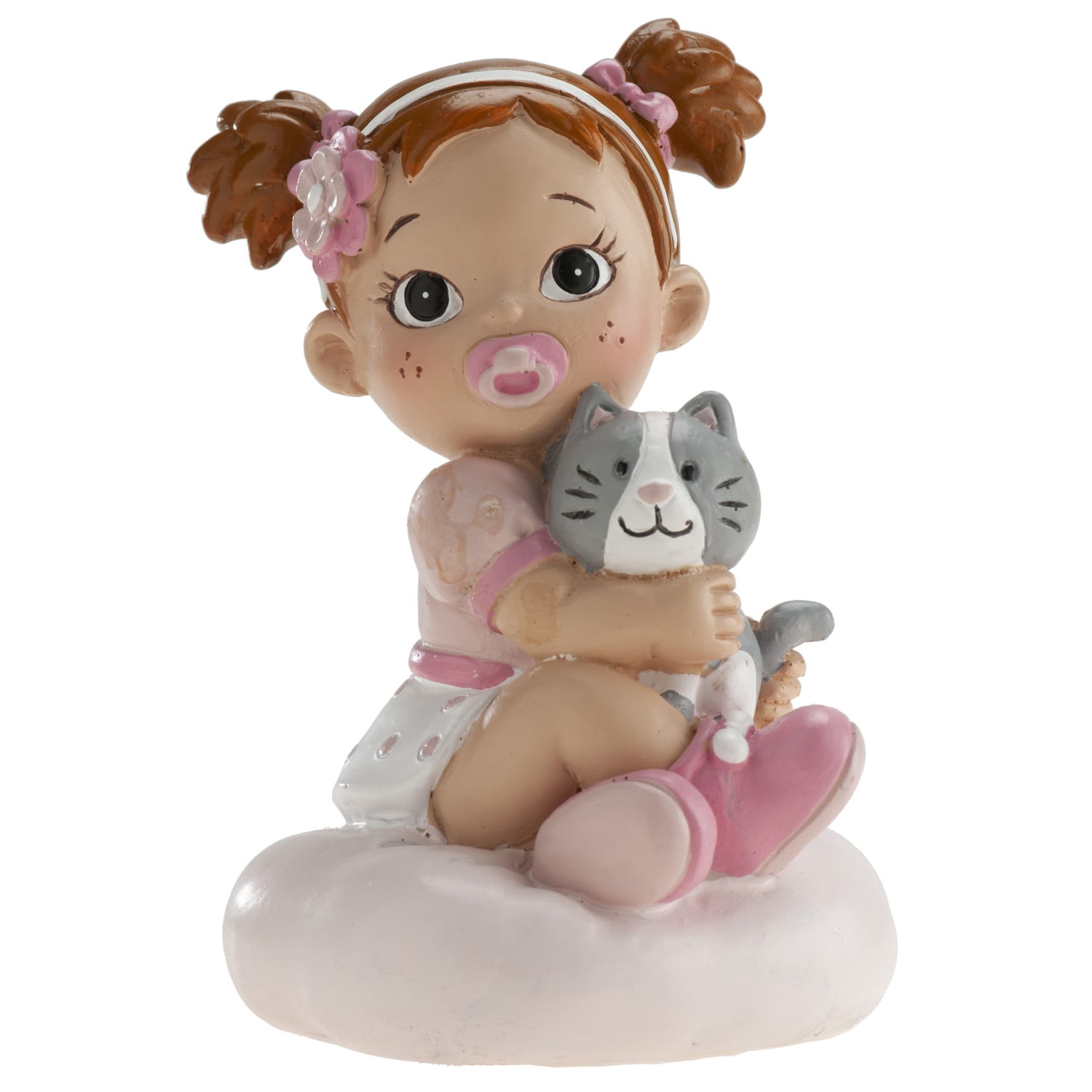Tortenfigur - Baby in Rosa mit Kätzchen 9 cm