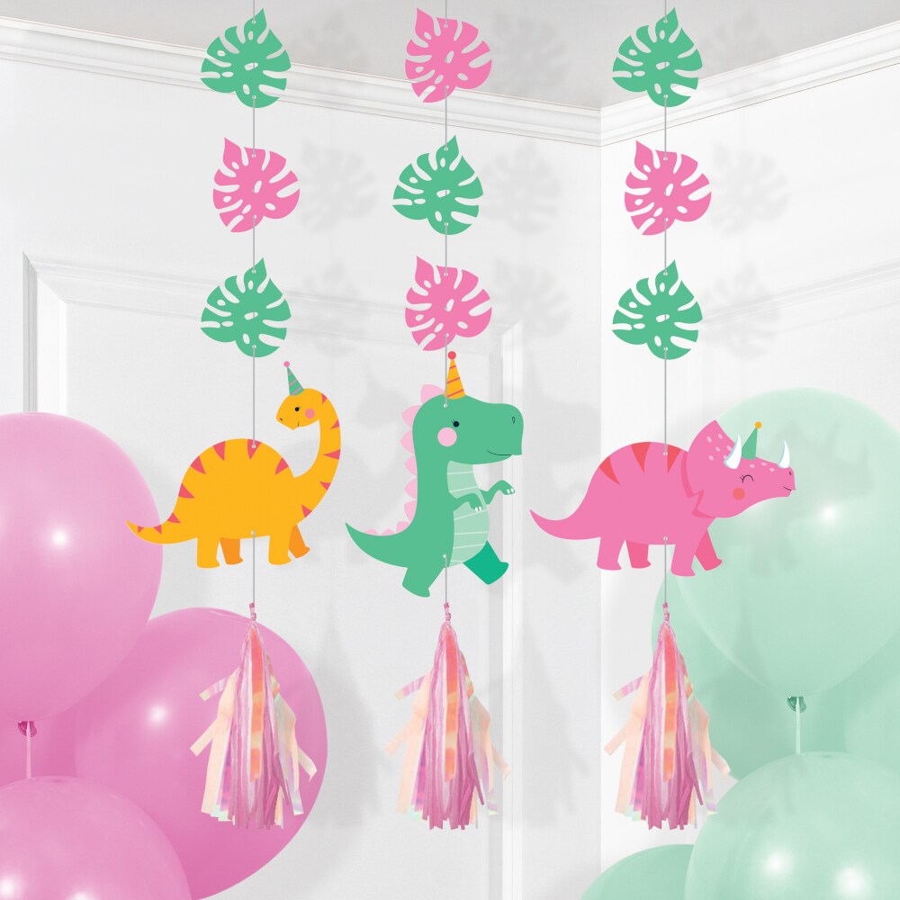 Dino Party - Hängedekoration mit Quasten im 3er-Pack