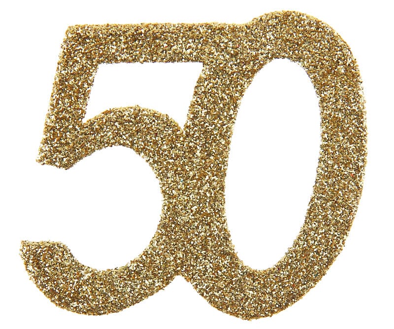 Großes Konfetti in Gold Zahl 50 6 cm 6er-Pack