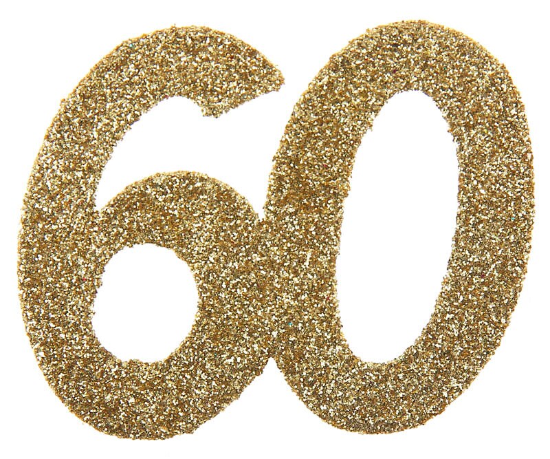 Großes Konfetti in Gold Zahl 60 6 cm 6er-Pack