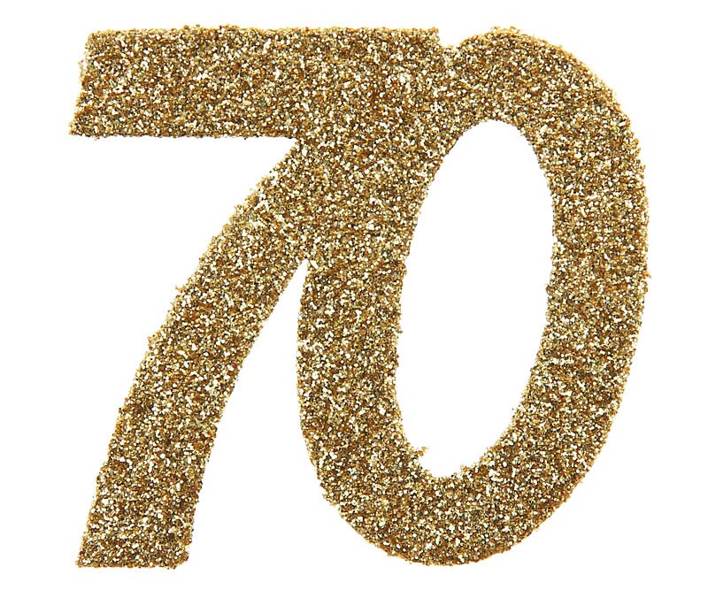 Großes Konfetti in Gold Zahl 70 6 cm 6er-Pack