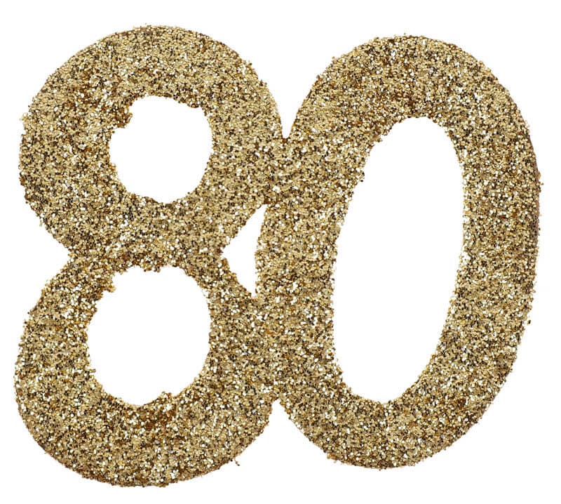 Großes Konfetti in Gold Zahl 80 6 cm 6er-Pack