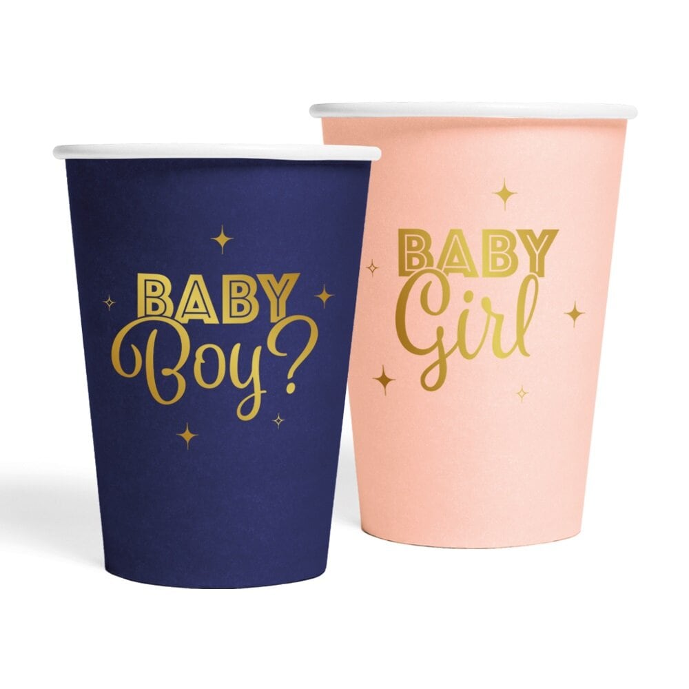 Gender Reveal Pappbecher 8er-Pack