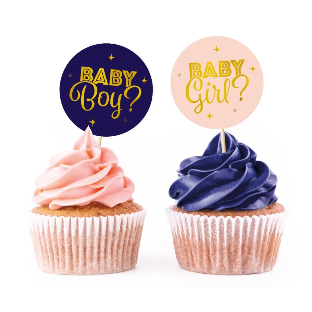 Gender Reveal Muffin-Dekorationen 12er-Pack