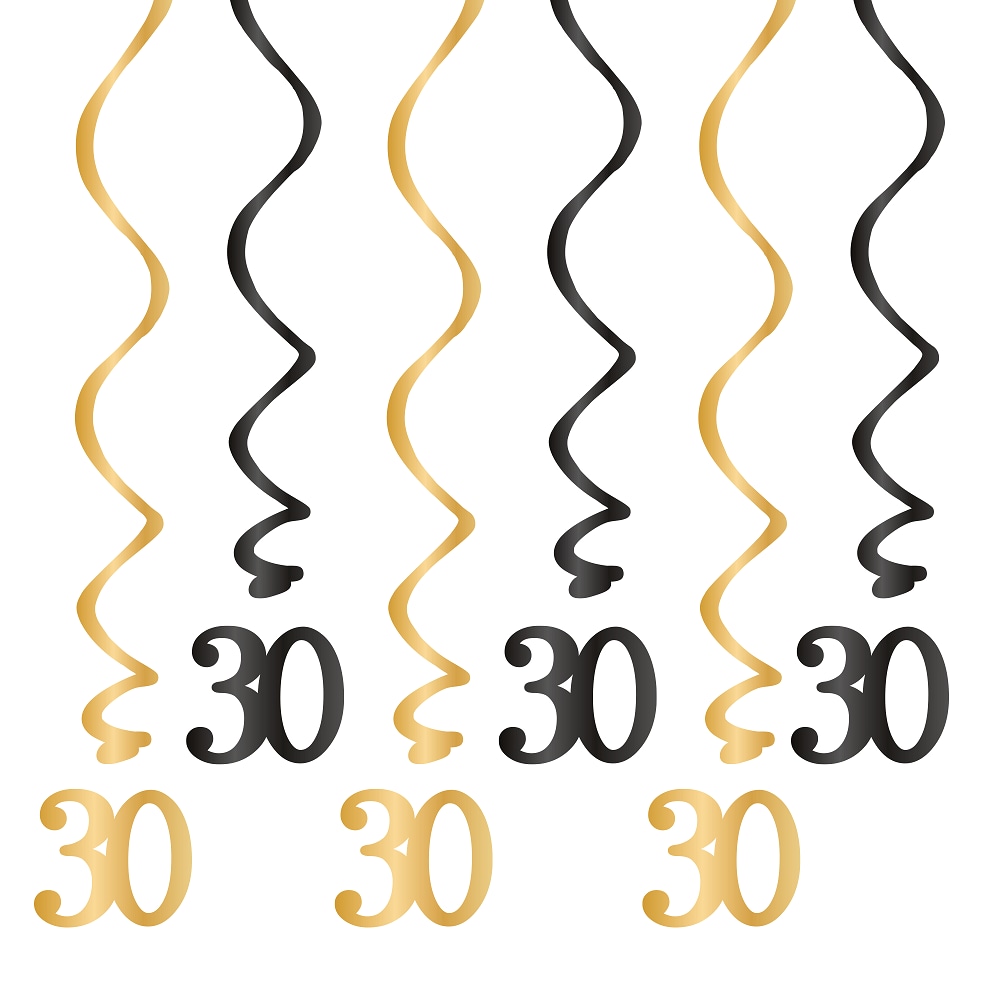 Hängedekorationen 30. Geburtstag 6er-Pack