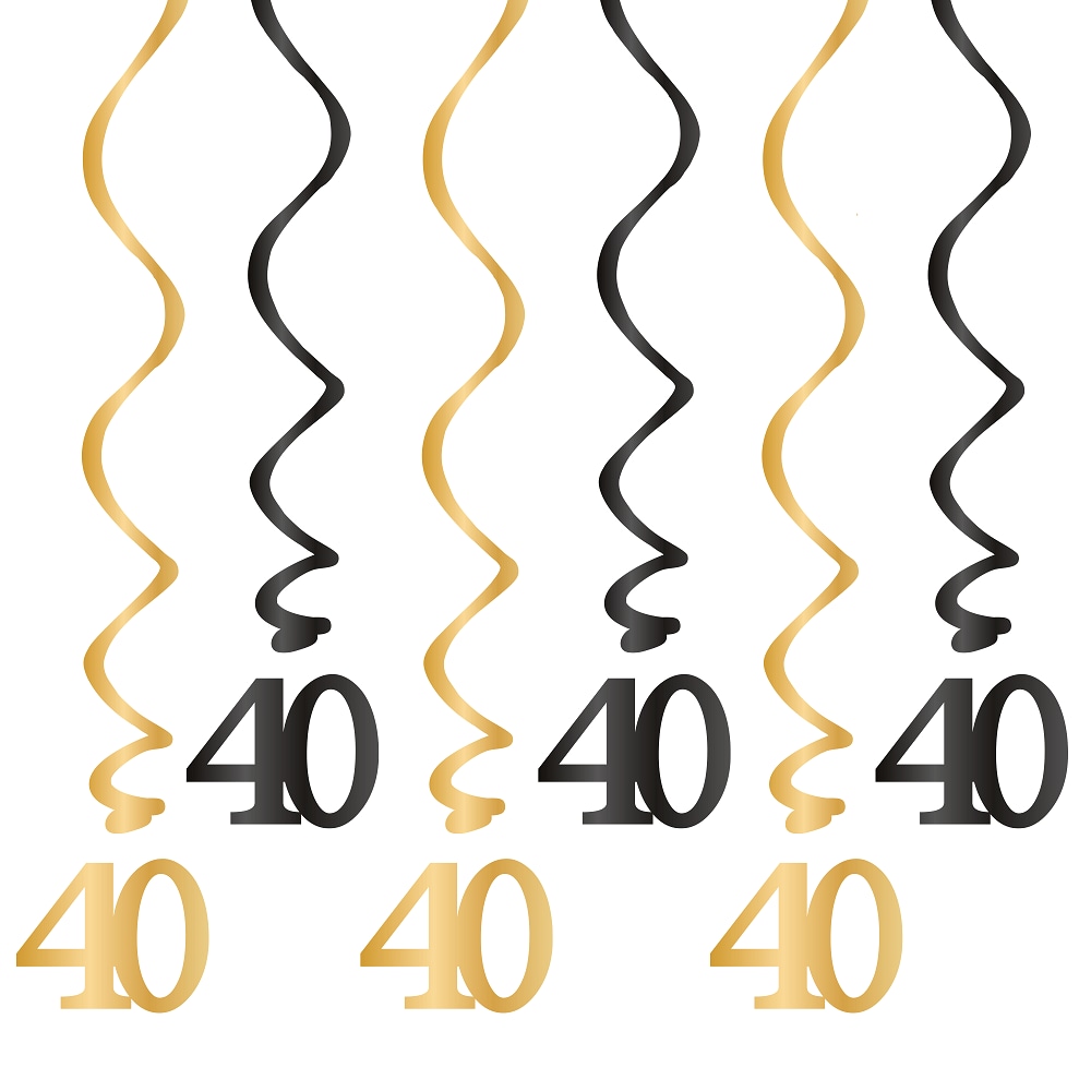 Hängedekorationen 40. Geburtstag 6er-Pack