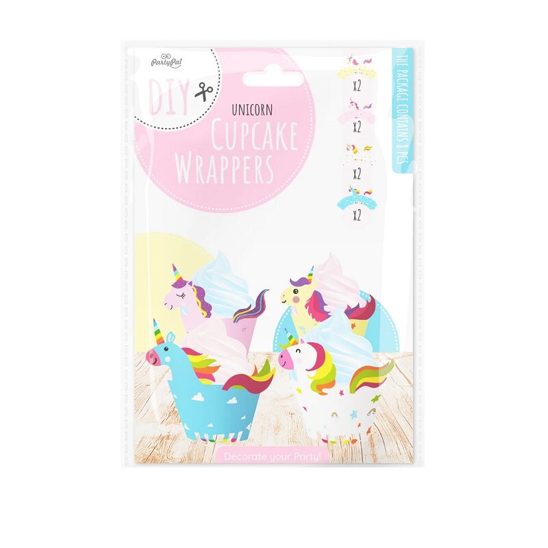 Einhorn Cupcake-Wrappers 8er-Pack