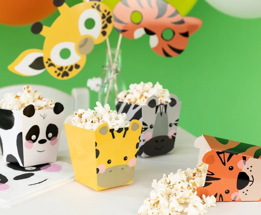 Safaritier Popcornboxen 4er-Pack