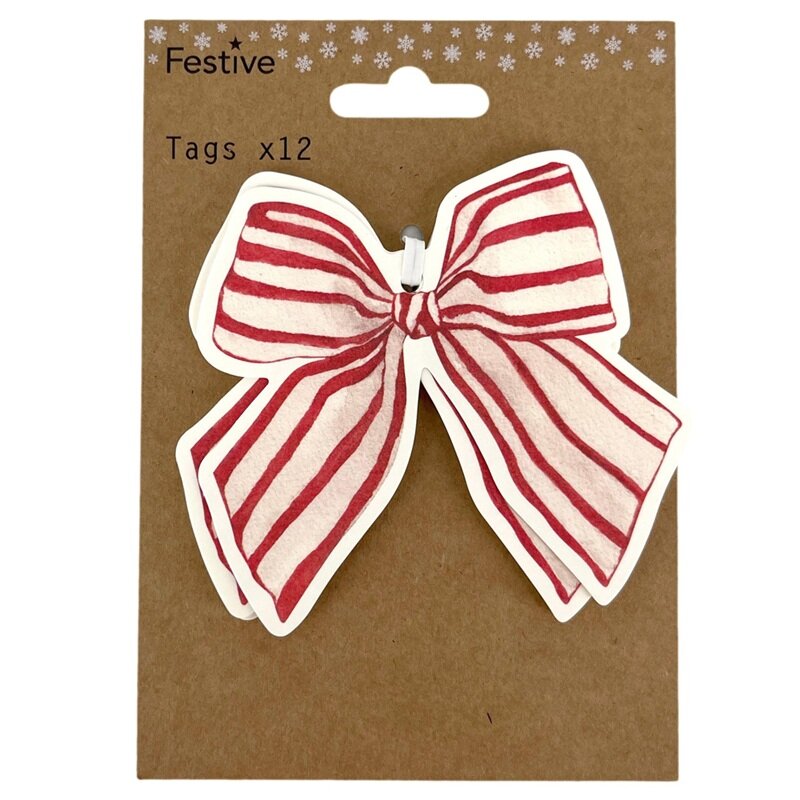 Geschenkanhänger Schleifen Rot/Weiß 12er-Pack