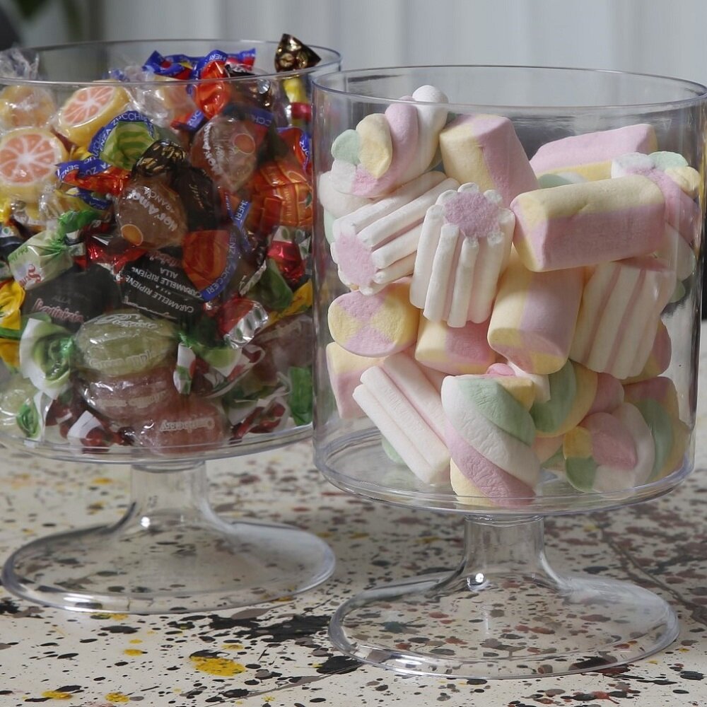 Süßigkeitenschale aus Kunststoff auf Fuß 18 cm