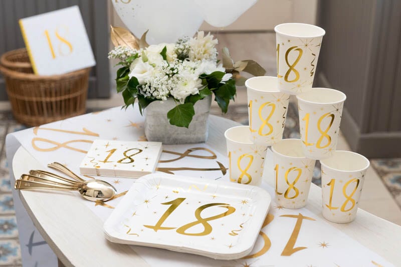 Servietten Weiß & Gold 80. Geburtstag 20er-Pack