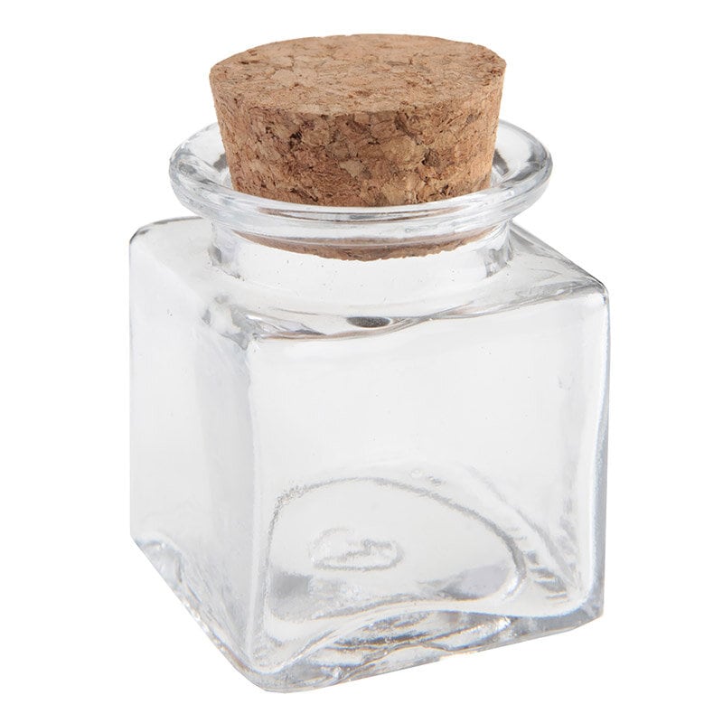 Viereckige Glasflasche mit Korken 4 x 6 cm 12er-Pack