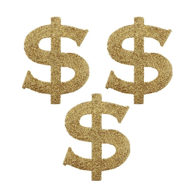 Goldglitzernde Konfetti Dollarnzeichen 6er-Pack