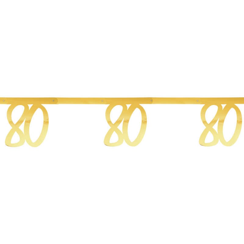 Girlande in Gold 80. Geburtstag 250 cm