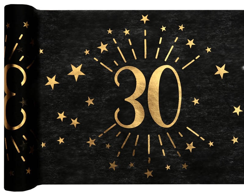 Tischläufer Schwarz & Gold 30. Geburtstag 5 Meter