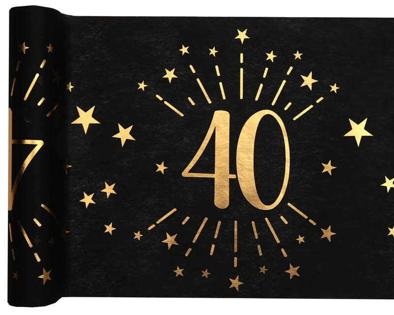 Tischläufer Schwarz & Gold 40. Geburtstag 5 Meter