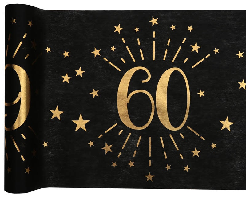 Tischläufer Schwarz & Gold 60. Geburtstag 5 Meter