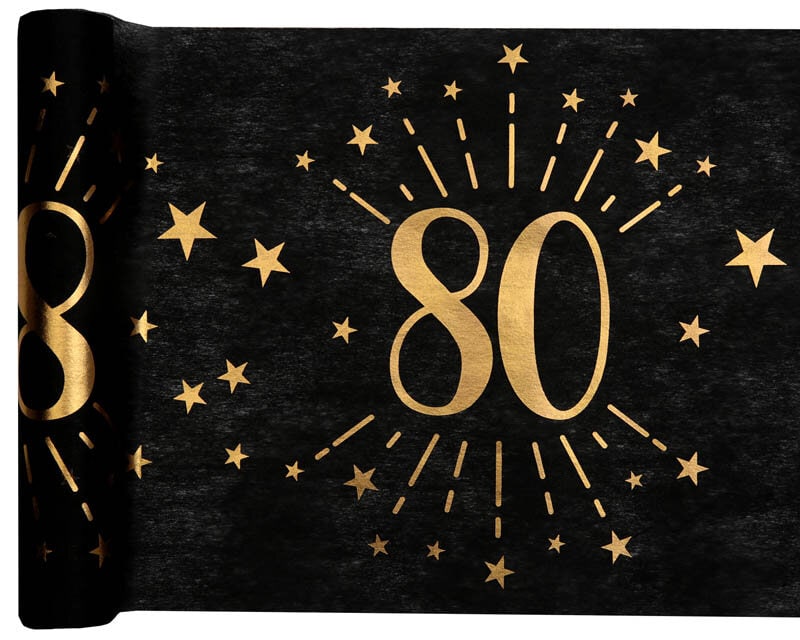 Tischläufer Schwarz & Gold 80. Geburtstag 5 Meter