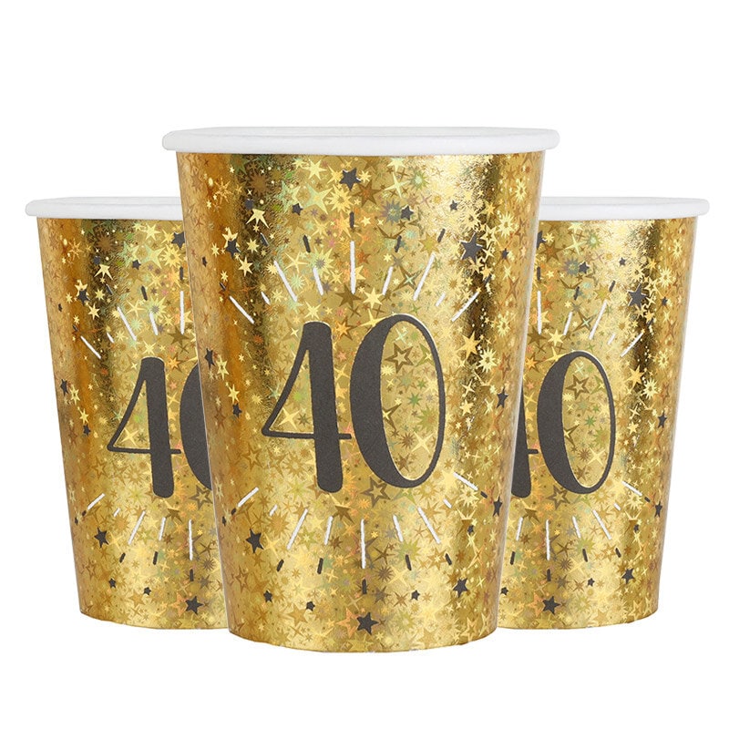 Goldglitzernde Becher 40. Geburtstag 10er-Pack