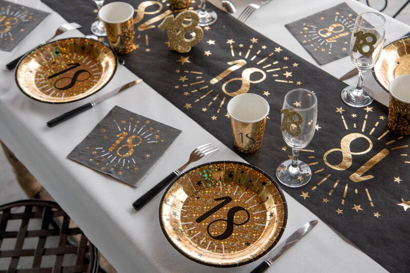 Servietten Schwarz & Gold 80. Geburtstag 10er-Pack