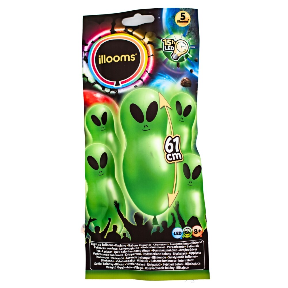 LED-Ballons Alien 5er-Pack