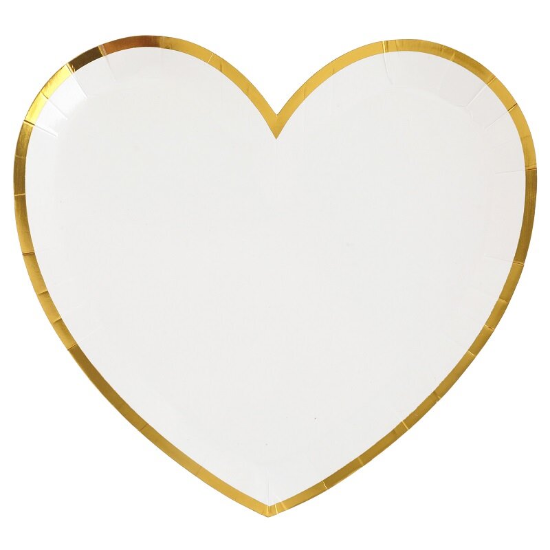 Teller - Herzförmige in Weiß und Gold 10er Pack