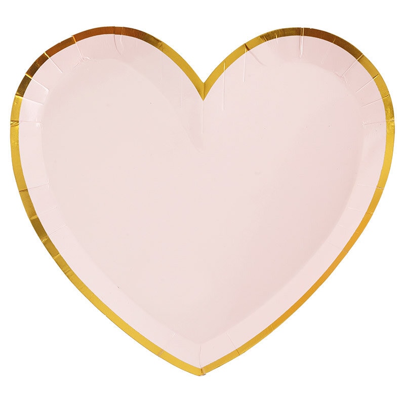 Teller - Herzförmig in Rosa und Gold 10er Pack