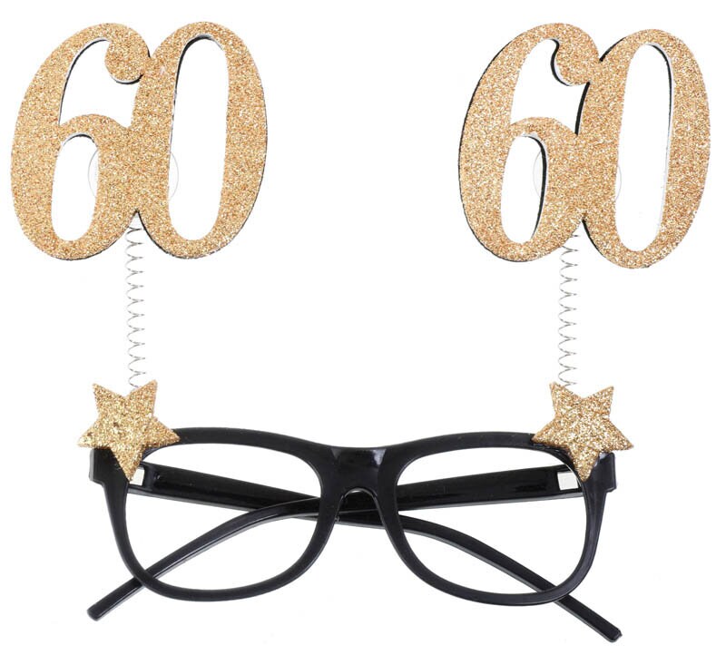 Partybrille Goldglitzernd 60. Geburtstag