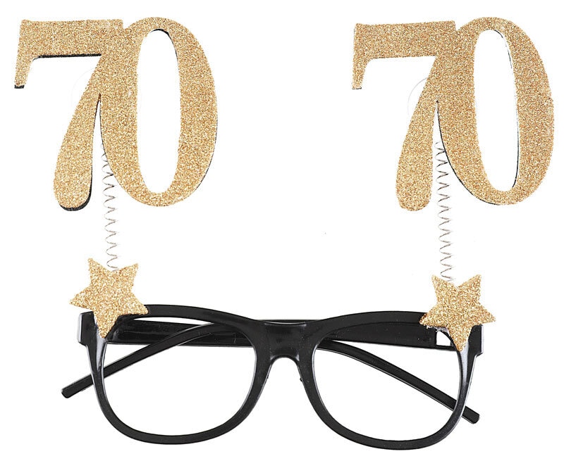 Partybrille Goldglitzernd 70. Geburtstag