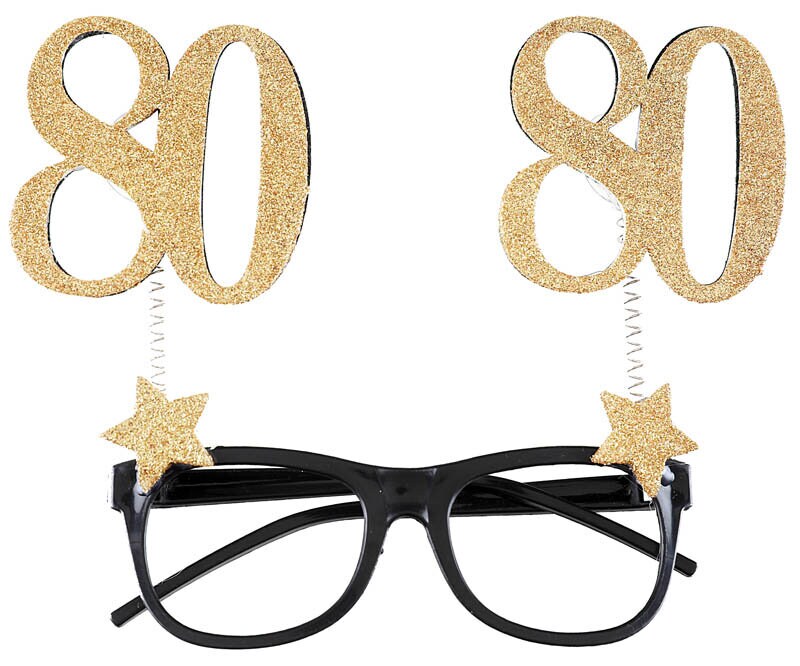 Partybrille Goldglitzernd 80. Geburtstag