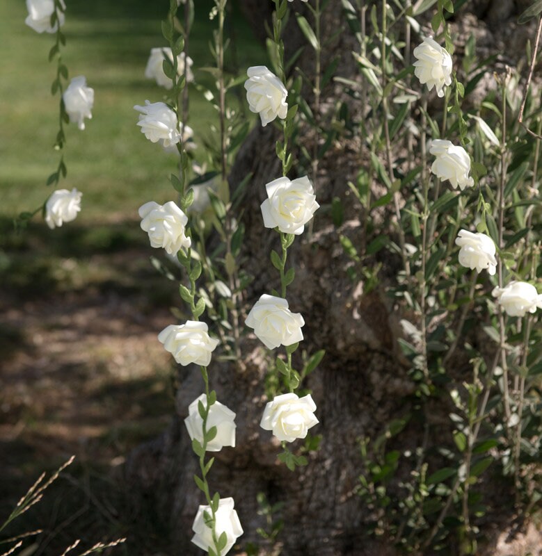 Girlande mit weißen Rosen 120 cm