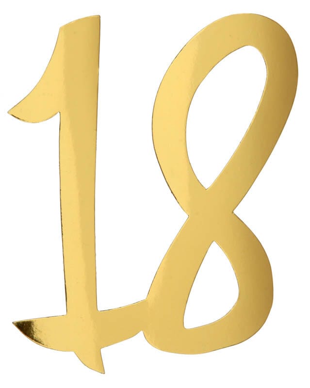 Golddekorationen aus Pappe 20 cm 18. Geburtstag 4er-Pack