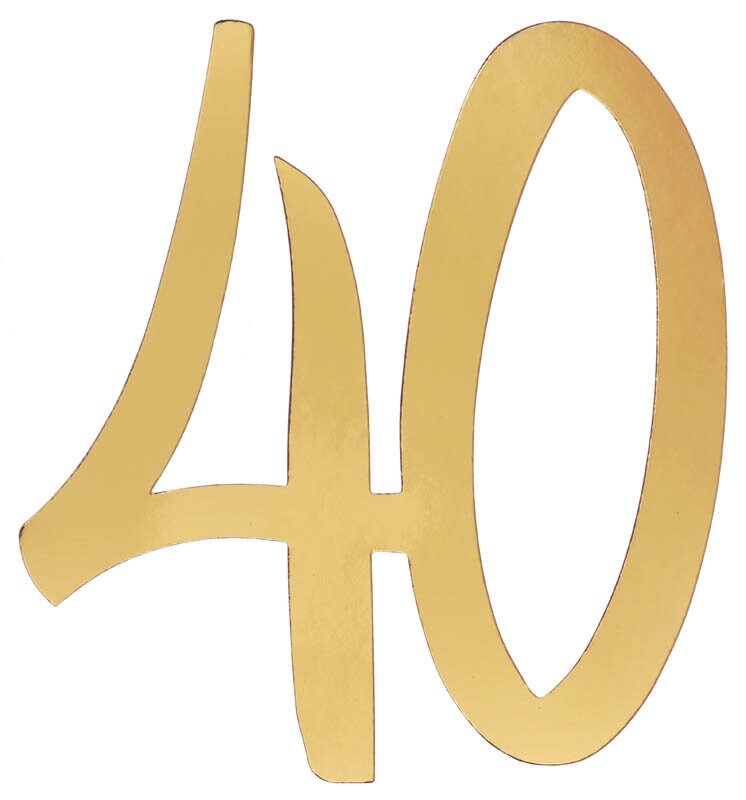Golddekorationen aus Pappe 20 cm 40. Geburtstag 4er-Pack