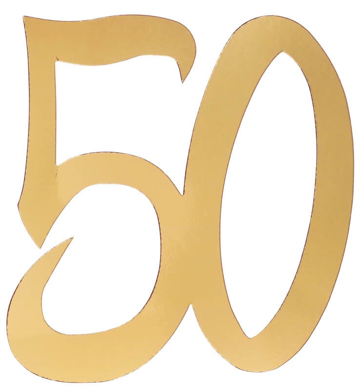 Golddekorationen aus Pappe 20 cm 50. Geburtstag 4er-Pack