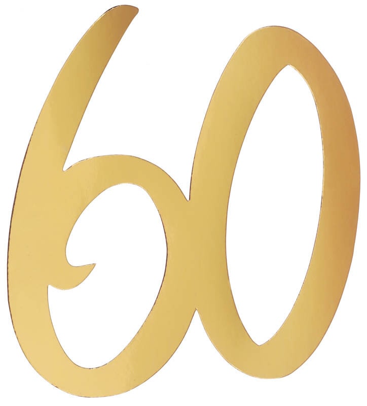 Golddekorationen aus Pappe 20 cm 60. Geburtstag 4er-Pack