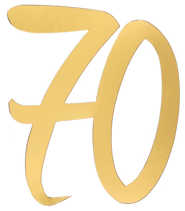 Golddekorationen aus Pappe 20 cm 70. Geburtstag 4er-Pack