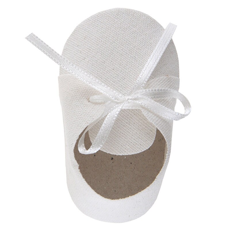 Babyparty - Geschenkboxen weiße Schuhe 4er-Pack