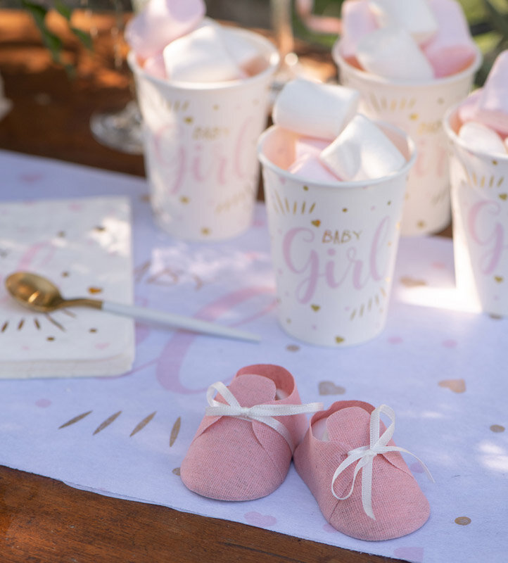 Babyparty - Geschenkboxen rosa Schuhe 4er-Pack