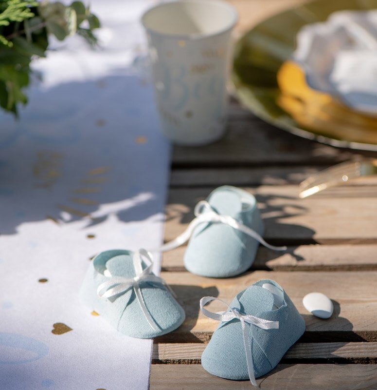 Babyparty - Geschenkboxen mit blauen Schuhen 4er-Pack